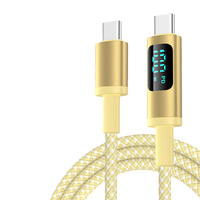 Kabel Data 100W Tampilan Digital Jalinan Nilon Pengisian Cepat 5A Tipe C Sepenuhnya Kompatibel dengan Ponsel Panjang 1m