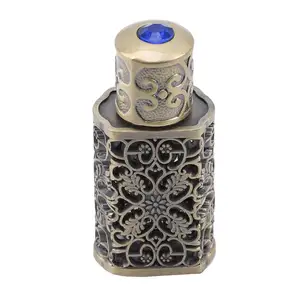 MUB Botol Minyak Esensial Mini 3Ml, Botol Parfum Isi Ulang Gaya Timur Tengah Antik dengan Tongkat Kaca