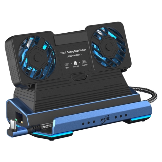 Aluminum Alloy YCE-V279A 9 in 1 USB-C Gaming Dock Station with Detachable Fan Multifunctional Gaming Dock Station
