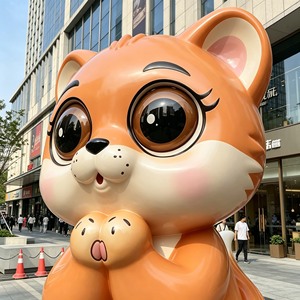 Glossy Kawaii Orange <b>Fox</b> Fiberglass Resin Sculpture for Amusement Park, Instagram-Worthy Tourist Spot & Modern Retail Center - Product Image 3