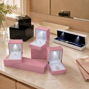 Boîte de rangement personnalisable par le fabricant pour bijoux haut de gamme avec éclairage LED, pour bagues de mariage, pendentifs, bracelets et joncs, emballage en gros - Product Image 3