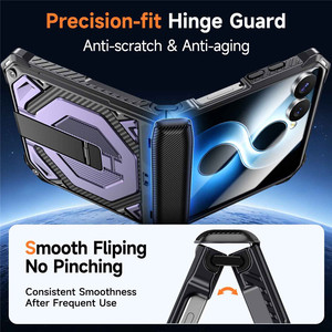 Funda de TPU y PC para Samsung Z Flip 8 7, con protección completa de bisagra, soporte plegable integrado, antideslizante y resistente para smartphone. - Product Image 4