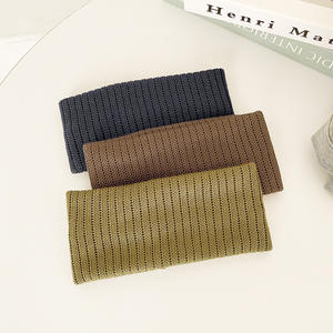 Qianjin Großhandel Elastische Gestrickte Stirnbänder Breite Einfarbige Sport-Yoga-Haarbänder Weicher Turban für Frauen - Product Image 3