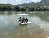 Luxe 2 personnes Mini meilleur bateau à aubes électrique gonflable en aluminium PVC catamaran SUP Board pour la pêche