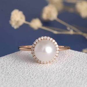 Elegante anello stile perla per donna, design scintillante con intarsi, gioielli alla moda in tonalità rosa - Product Image 6