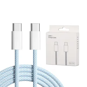 Оптовая Продажа с фабрики 1 м Type C кабель для быстрой зарядки нейлоновая оплетка 30 Вт USB C PD линия передачи данных для iPhone 15 Samsung