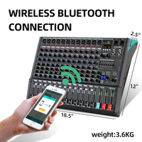 Mezclador de Audio Profesional Rayco PA12 de 12 Canales, Consola de Iluminación de Video, Entrada de Computadora MP3, 99 Efectos de Reverberación Integrados, Mezcla de Audio