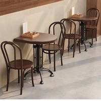 Ensemble table et chaises de café en bois massif écologique personnalisé, mobilier de restaurant moderne pour café, bistrot, hôtel