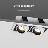 Plafonnier LED encastré moderne à double tête, dimmable 0-10V DALI, orientable, 2700K 3000K 4000K, spots de plafond