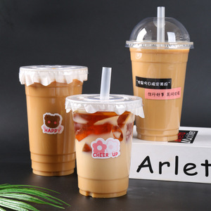 Bicchieri Monouso Rinforzati per Tè al Latte e Caffè, Speciali per Negozi di Tè al Latte, Bicchieri in PET per Bevande Fredde alla Moda - Product Image 4