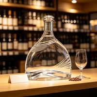 Lege 750ml vierkante glazen fles op maat, transparant, voor fruitwijn, wodka, whisky, brandewijn, sterke drank, met kurk