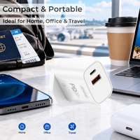 Pengisi Daya Dinding 20W PD QC3.0 Output Ganda Colokan UK Tipe-C USB-C Pengisian Cepat untuk Ponsel Tablet YG39