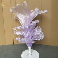 NIKA Centre de table en organza violet sur mesure, fait main, grand format, fleurs artificielles géantes pour accessoires d'événements de mariage