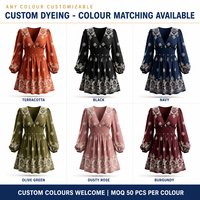 Robe Courte Femme Personnalisée Broderie Florale Vintage Automne Vacances Plage Fête Vente en Gros OEM ODM Usine
