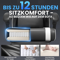 Chaise de jeu ergonomique moderne avec rotation et hauteur réglables, chaise de jeu exécutive en cuir, chaise de bureau