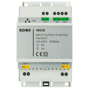 Dispositivo IP Elvox 40636 Input Output 2IN 2OUT 120-230V 50/60Hz Modulo Relè PoE - Product Image 1