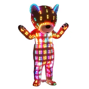 Desempenho de urso inflável com luz led, fantasia de mascote para cosplay, halloween e natal, para rua, show, WL-0228