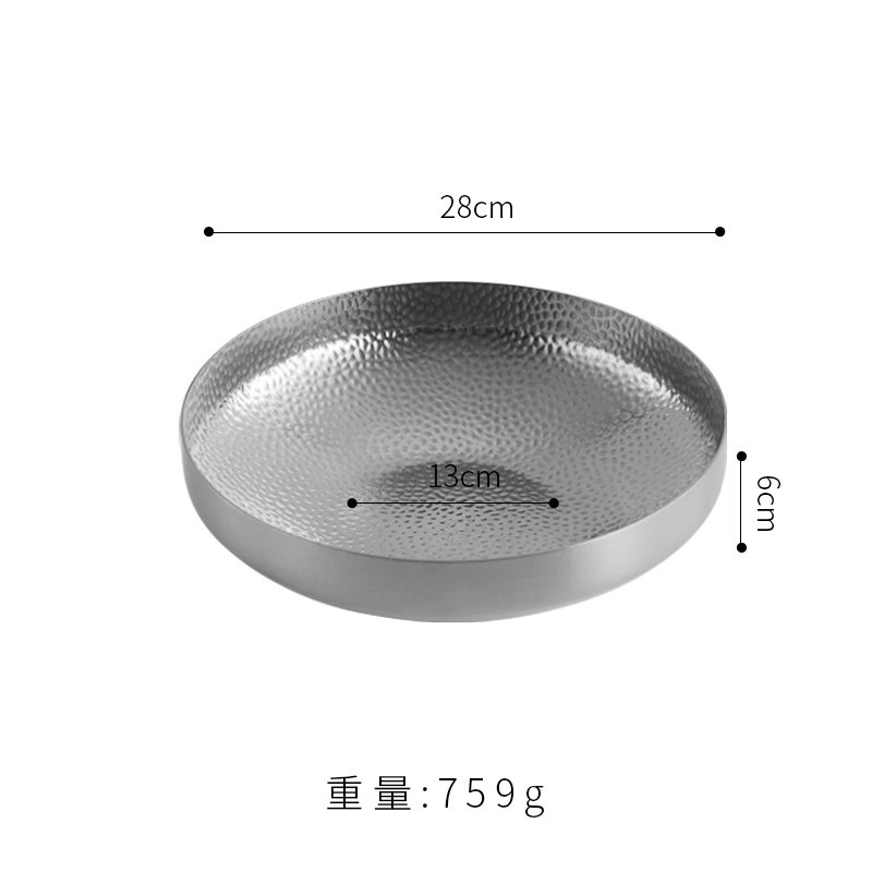 Plato de longevidad de 28 cm de profundidad, plateado.