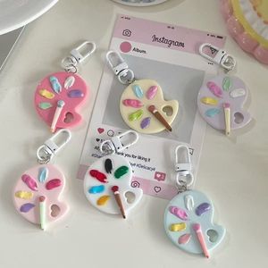 Porte-clés créatifs en forme de palette de peinture, pendentifs pinceaux d'artiste, accessoires scolaires, cadeaux, vente en gros, lot en vrac - Product Image 2
