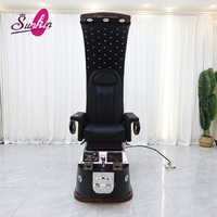 Fauteuil de pédicure haut de gamme en cuir PU avec dôme en forme de croissant et toit intérieur orné de strass, 7 couleurs, éclairage intégré, pour salons de beauté (vente en gros)