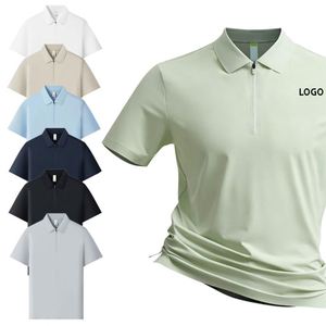 Chemise décontractée pour homme de haute qualité, personnalisée, à fermeture éclair, séchage rapide, en nylon et élasthanne, pour le golf, uniforme, polo - Product Image 1