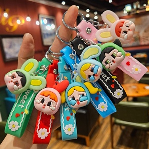 Llavero de PVC con diseño de muñeco de cabeza grande llorón de dibujos animados, bonito colgante para mochila de pareja y llavero de coche, regalo al por mayor - Product Image 1