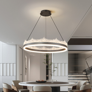 أكريليك ظل ذهبي وردي ضوء متدلي لغرفة المعيشة إضاءة سقف نوردية فنادق ثريات حلقية ومصابيح دلاية - Product Image 6