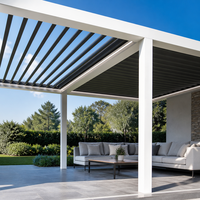 Pergola en aluminium avec toit à lames motorisées, revêtement poudré, écologique, patio extérieur, bioclimatique, étanche, avec bandes lumineuses LED