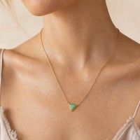 Vente en gros, prêt à expédier, bijoux en acier inoxydable, collier avec pendentif en opale naturelle plaqué or 18 carats