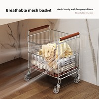 Panier à linge sale rectangulaire mobile 1 niveau, gain de place, avec rangement pour chaussettes sous l'armoire