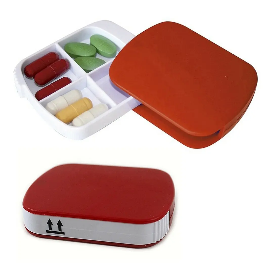 Cadeaux médicaux 4 grilles toboggan voyage petit porte-médicaments portable pilule conteneur organisateur boîte étui à pilules