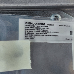 Ventilateurs centrifuges de refroidissement ZIEHL-ABEGG RF22P-2DK.3F.1R 204975 pour la dissipation de la chaleur et la ventilation des armoires de commande électriques - Product Image 2