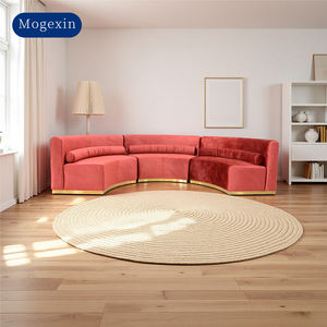 Canapé sectionnel incurvé en velours minimaliste de luxe avec base dorée pour hall d'hôtel, hôtels de charme, hôpitaux - Product Image 3