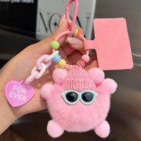 Porte-clés pendentif boule en peluche mignonne en forme de charbon pour voitures, breloque en peluche d'art moderne exquise pour femmes, cadeau tendance en ligne