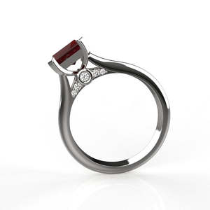 Sterling <b>Silver</b> Faux Ruby <b>Ring</b> With Diamonds - Product Image 3
