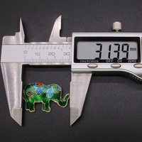 Perle éléphant entretoise pour pendentif, émail traditionnel haute température bleu argenté, style antique, accessoire de bijouterie, 31 x 19 mm