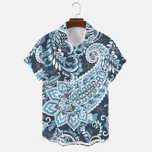National Style Men's Hawaiian Short Sleeve Tactical Polo Shirts Fashion Button Collar Sublimation Summer Shirt Clothes