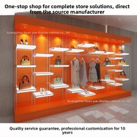 Vitrine à chaussures lumineuse orange, fabriquée à la main, avec revêtement en poudre, pour centres commerciaux, design personnalisable, pour entreprises