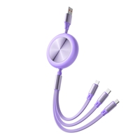 Câble de charge rapide rétractable 3 en 1 avec logo personnalisé, 100W PD, chargeur USB multi-appareils pour cadeaux d'entreprise, cadeaux promotionnels