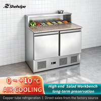 Table de préparation de salades réfrigérée à froid ventilée, 2 portes, en acier inoxydable, à température unique, pour comptoir commercial de restaurant et bar, modèle américain
