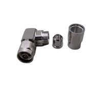 Conector Coaxial RF de Aluminio de Pared Lisa de 3/8'', Tipo N, Macho, Impermeable, con Abrazadera en Ángulo Recto