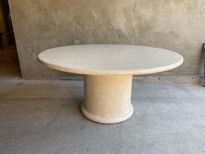 โต๊ะหินอ่อน Travertine โต๊ะรับประทานอาหารหินธรรมชาติโต๊ะรับประทานอาหารโต๊ะรับประทานอาหารทรงกลมเทสเซล - Product Image 4