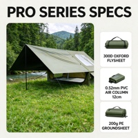Tente gonflable Green Skylight Pro Air 6,3 m² avec auvent étendu, tente de camping gonflable à porte unique, Oxford 300D, sac de pompe inclus