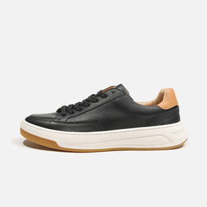 Chaussures de marche décontractées en cuir de qualité supérieure personnalisées, chaussures de marche fitness pour hommes, noires - Product Image 1