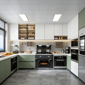 Meubles de <span class=keywords><strong>cuisine</strong></span> modernes en chêne massif/MDF, finition haute brillance, solutions d'angle gain de place, éclairage LED intégré, résistant à l'eau - Product Image 4