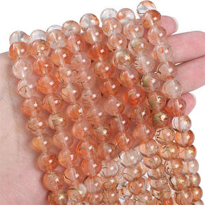 Perles de verre de forme irrégulière de 8 à 10 mm, transparentes, à base d'encre à l'eau, teintées, parsemées d'or, de la marque JC, matériaux faits à la main pour la fabrication de colliers - Product Image 6