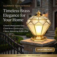 Lampes solaires de poteau en cuivre pour portail, éclairage extérieur de piliers, lampes de cour, lampes de villa, étanches, style européen, pour clôture