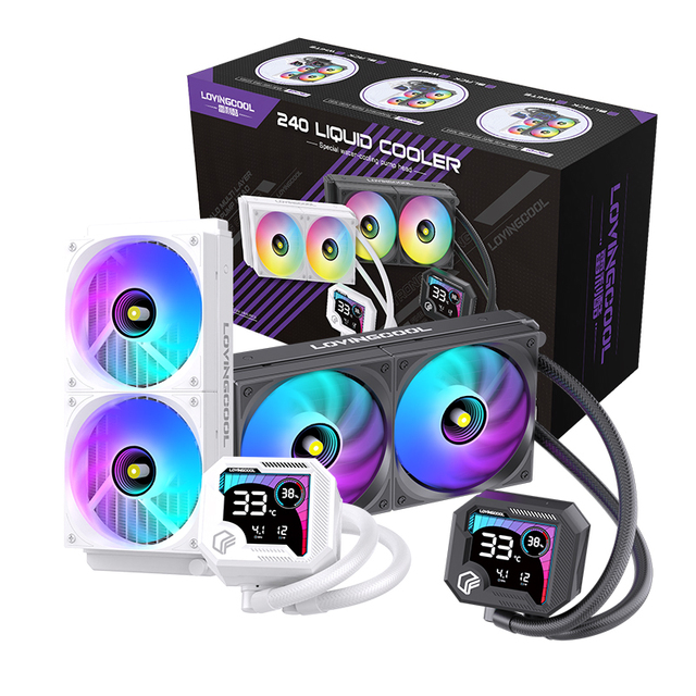 Lovingcool Wholesale New Design Computer Cooler CPU 240MM Liquid Cooler ARGB PWM Gaming PC Aio Cooler with TEMP Display