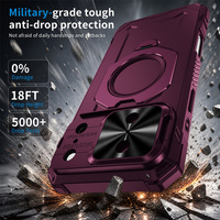 Étui pour iPhone 18 Pro Max 360 °   Coque de téléphone magnétique antichoc avec béquille rotative et cache-caméra coulissant pour iPhone 17 Pro 16 15