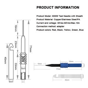 Mini sonde de test à broche de 0.7mm avec gaine Aiguilles de test pour multimètre de perçage de câble de prise de 4mm - Product Image 6